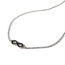 UK Seller! Infinity Necklace Silver Stainless Steel