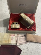 Ronson Vintage Mother-of-Pearl Women's Lighter and Case In Original Box