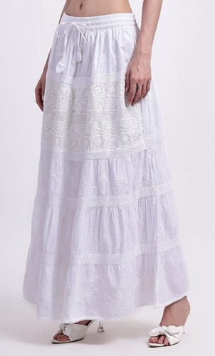 White cotton skirt maxi summer - cotton,