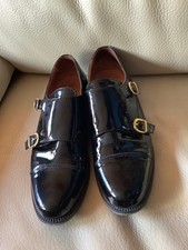 Russell & Bromley CLARENCE Black Patent Leather Monk Shoes Size 40 UK Size 7 VGC