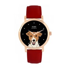Toff London TLWS-44716 Ladies Beige Jack Russell Terrier Dog Head Watch