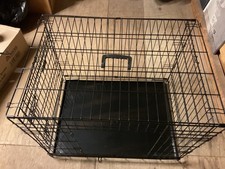 Ellie-Bo Medium 30" Folding dog crate with metal tray and brown Scruffs mattress