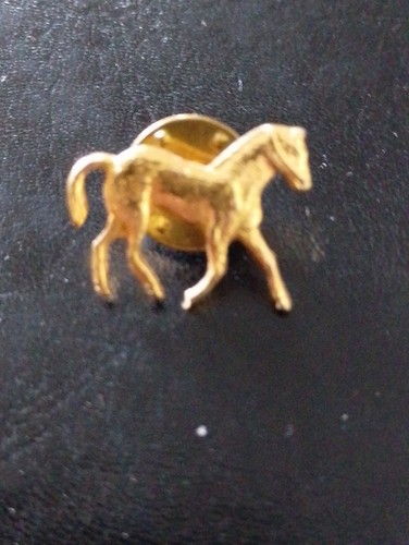 Gold tone horse enamel - enamel, lapel