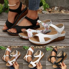 Women Summer Orthopedic Wedge Sandals Ladies Comfort Slip On Walking Mules Shoes