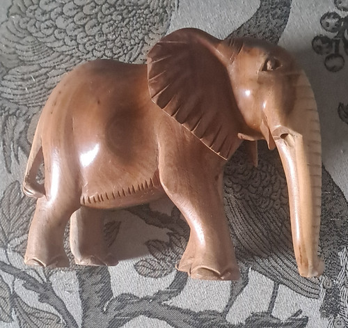 Hand carved wooden elephant - carved,