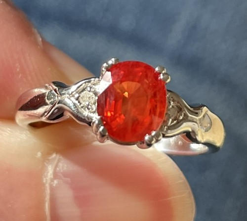 9ct gold fire opal - gold, diamond