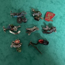 8 vintage European Enamel Pin Badges. Souvenirs - Mountain-Ski 