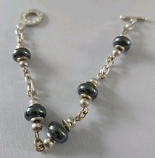 Charmology Silver And Hematite Beaded Bracelet