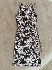 Long Summer  Dress  From Oasis Size S Small High Neck Belted Floral Butterfly