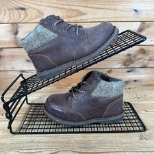 UGG Boots Boys Size UK 7 Orin Chukka Brown Suede Shearling Zip Up Shoes