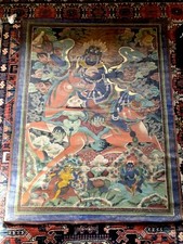 TIBETAN THANGKA antique LARGE STUNNING OVER 4x3 FEET WONDERFUL CONDITION FOR AGE