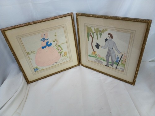 Vintage embroidered pictures - vintage,