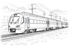 Modern Train Line Drawing Wall