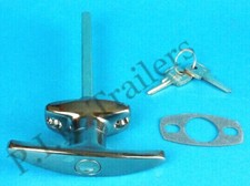 Chrome T Handle Door Lock & 2 Keys for Horse Box & Caravan & Trailer Catering