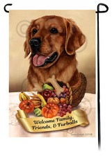 Thanksgiving Garden Flag - Red (Dark) Golden Retriever 064A