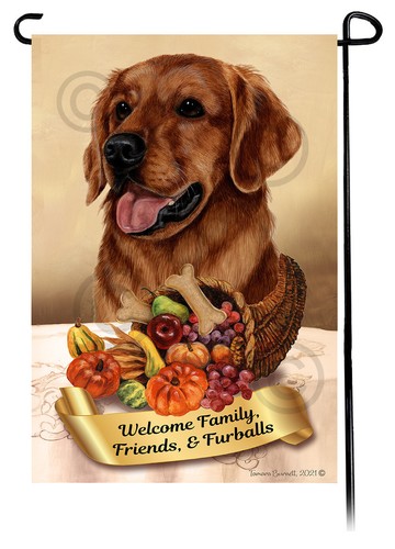 Thanksgiving garden flag - garden, red