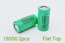 18350 2pcs Rechargeable Batteries Li-ion 3.7V 1500mAh Battery Flat Top 18x35mm