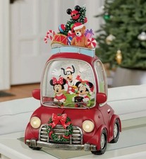 Disney Christmas LED Water Spinning Car Decoration – 14” Light-Up Snow Globe Orn
