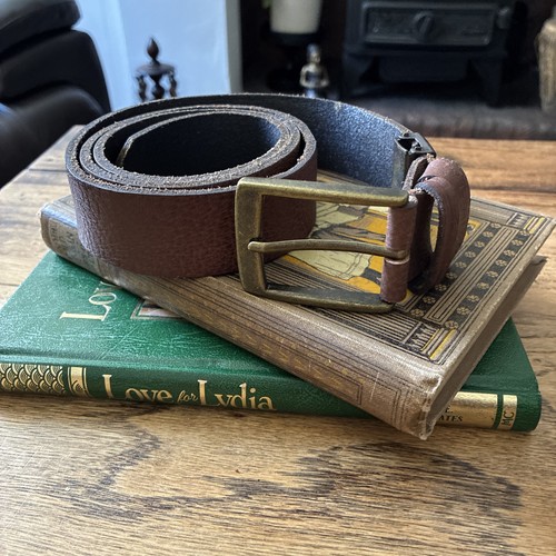 Vintage brown leather belt - vintage,