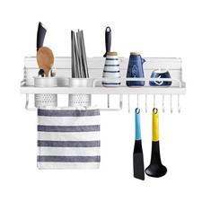 Wall Mounted Pot Pan Rack Multifunctional Kitchen Shelf Storage Rack with Bottle