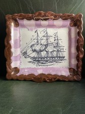 Victorian Sunderland Lustreware Plaque “Agamemnon” Depicting Ship slight damage 