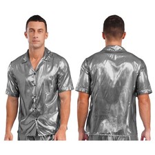 UK Mens Metallic Shiny Shirt