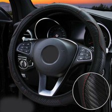 1x Auto Car Steering Wheel Cover Anti-slip Black Leather Accessories 38CM/15inch