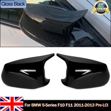 Gloss Black Door Side Wing Mirror Cover Caps Pair For BMW F10 Pre-LCI 2011-13 UK