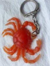 Vintage Retro Keyring Ring Plastic Red King Crab Sea Life 
