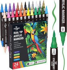24 Acrylic Paint Pens Dual Tip