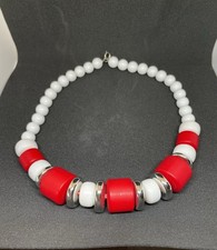Chunky Red & White Beaded