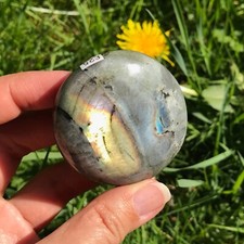 Labradorite Gold Silver Blue Flash Palm Stone Crystal