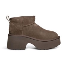 UGG CLASSIC ULTRA MINI NEW HEIGHTS HICKORY SUEDE WOMEN'S BOOTS SIZE UK 6 NEW