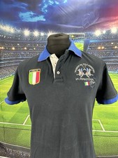 LA MARTINA Mens Graphic Italian Polo Shirt Medium Navy Blue