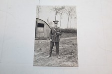 World War I German Officer in Military Uniform with Cane B&W Postcard 1919