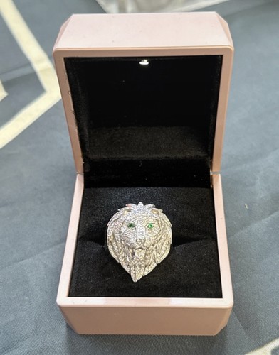 Moissanite mens large lion - moissanite,