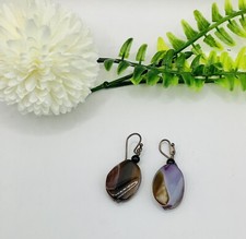 Lola Rose Gemstone Dangle  Purple Brown Marbled Quartz 3cm Drop Earrings