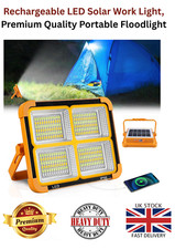 Solar & USB Rechargeable LED Cordless Work Site Flood Light, Portable Camp Light
