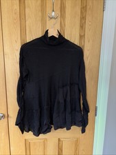 High Use By Claire Campbell Black Wool Top Large Long Sleeve Jumper High Neck