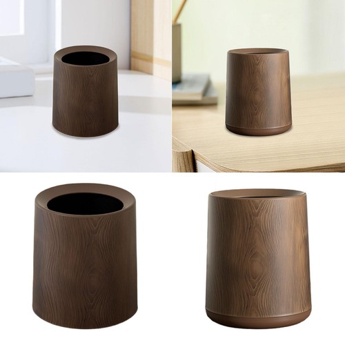 Wood grain trash can - trash, rubbish