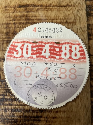 Old vintage tax disc - vintage, april