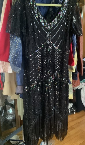 Mtite black sequin fringe - black,