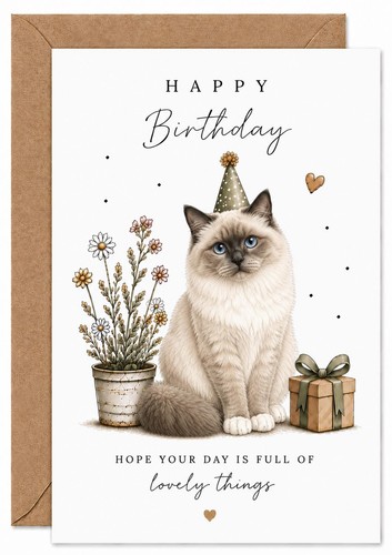 Ragdoll cat card - cat, blue