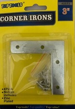 Corner Iron L Shaped 4 X Flat Brackets Metal  Angled Repair Braces/ Bracket 3"