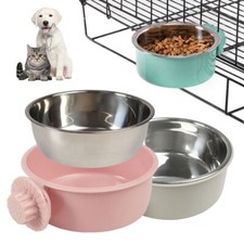 Pet Dog Cage Bowl Puppy Stainless Steel Hanging Food Water Feeder For Crate