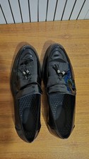 Men's Black Patent Leather Tassel Loafers Size  UK 10.5