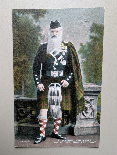 Old postcard highlander - old,
