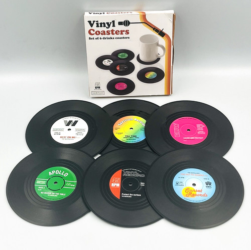 Retro vinyl record coasters - record,