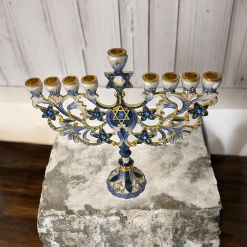 Enamel hanukka menorah - enamel, 9