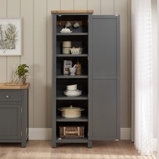Marbury Slate Grey Painted Single Shaker Kitchen Pantry Cupboard - Oak Top SLA54